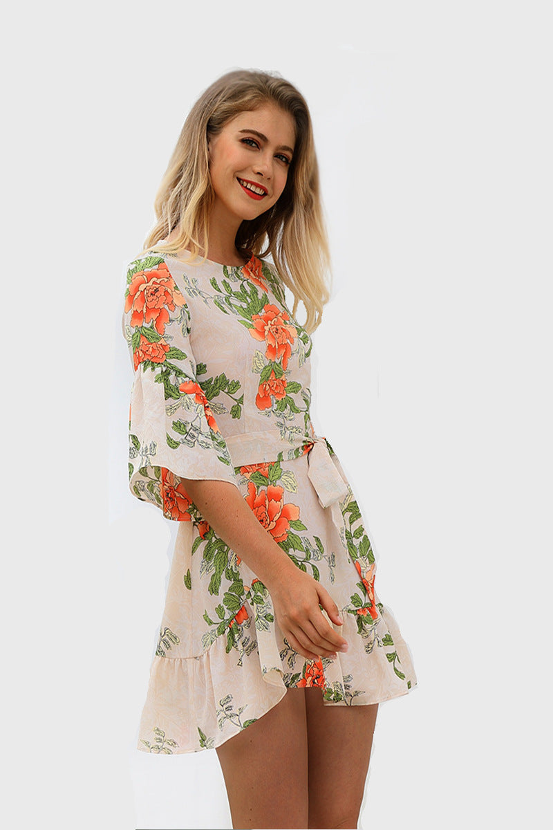 Damen luftiges Minikleid mit Blumenmuster Sovae