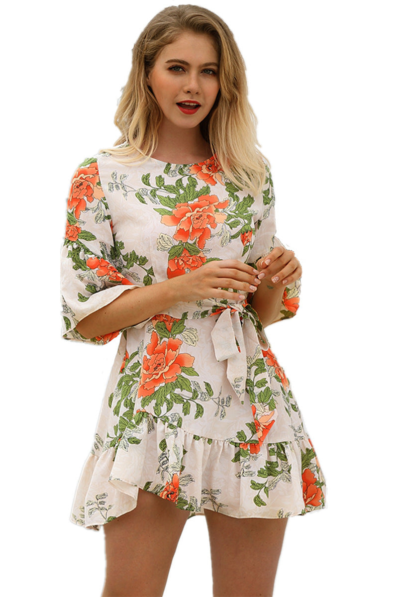 Damen luftiges Minikleid mit Blumenmuster Sovae