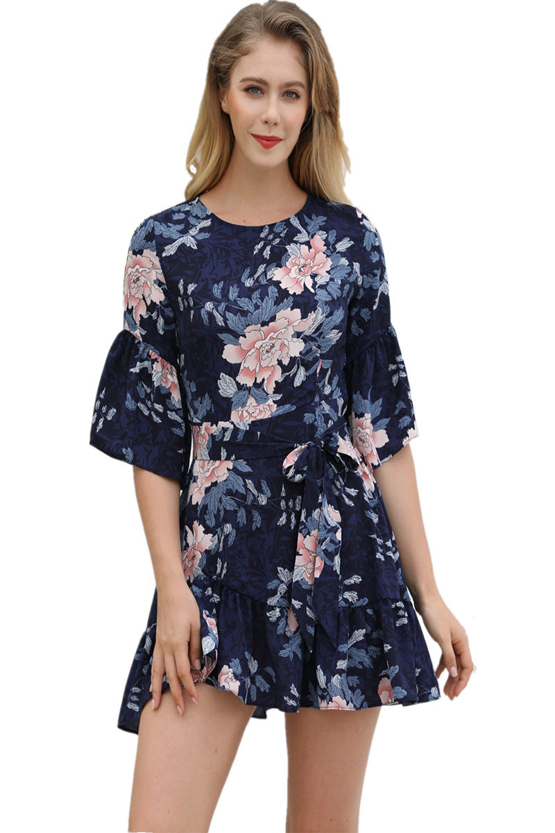 Damen luftiges Minikleid mit Blumenmuster Sovae