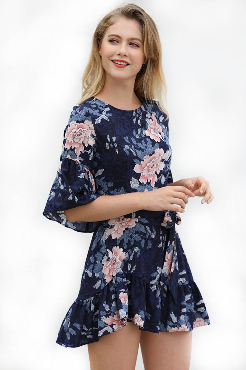 Damen luftiges Minikleid mit Blumenmuster Sovae