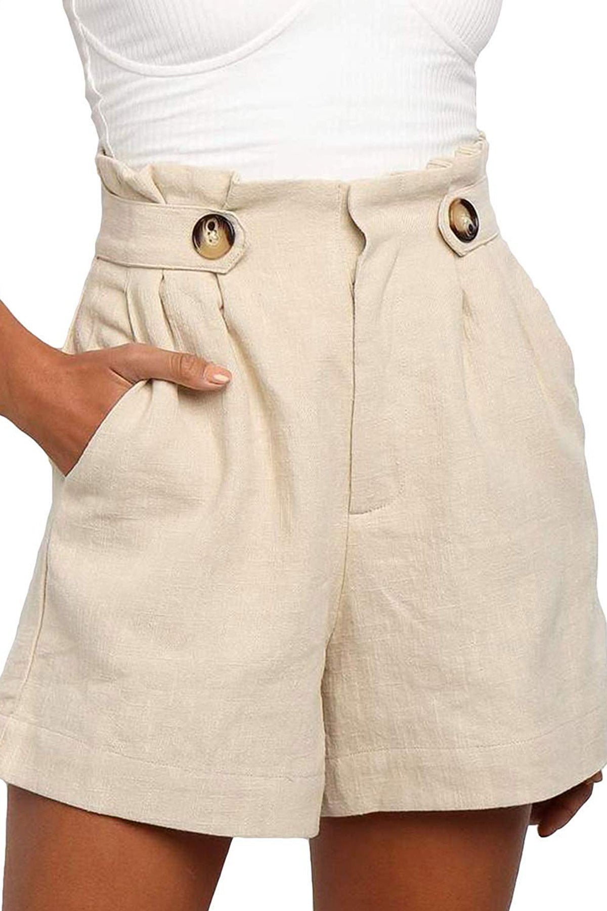 Damen Leichte Leinen-Shorts mit hohem Bund Sovae