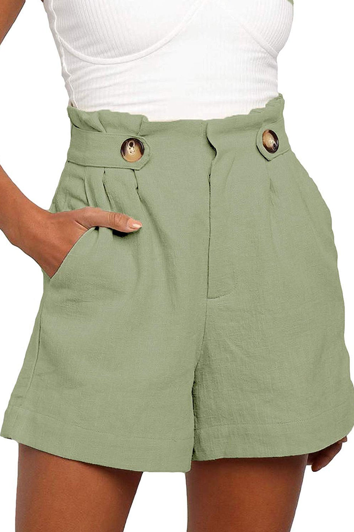 Damen Leichte Leinen-Shorts mit hohem Bund Sovae