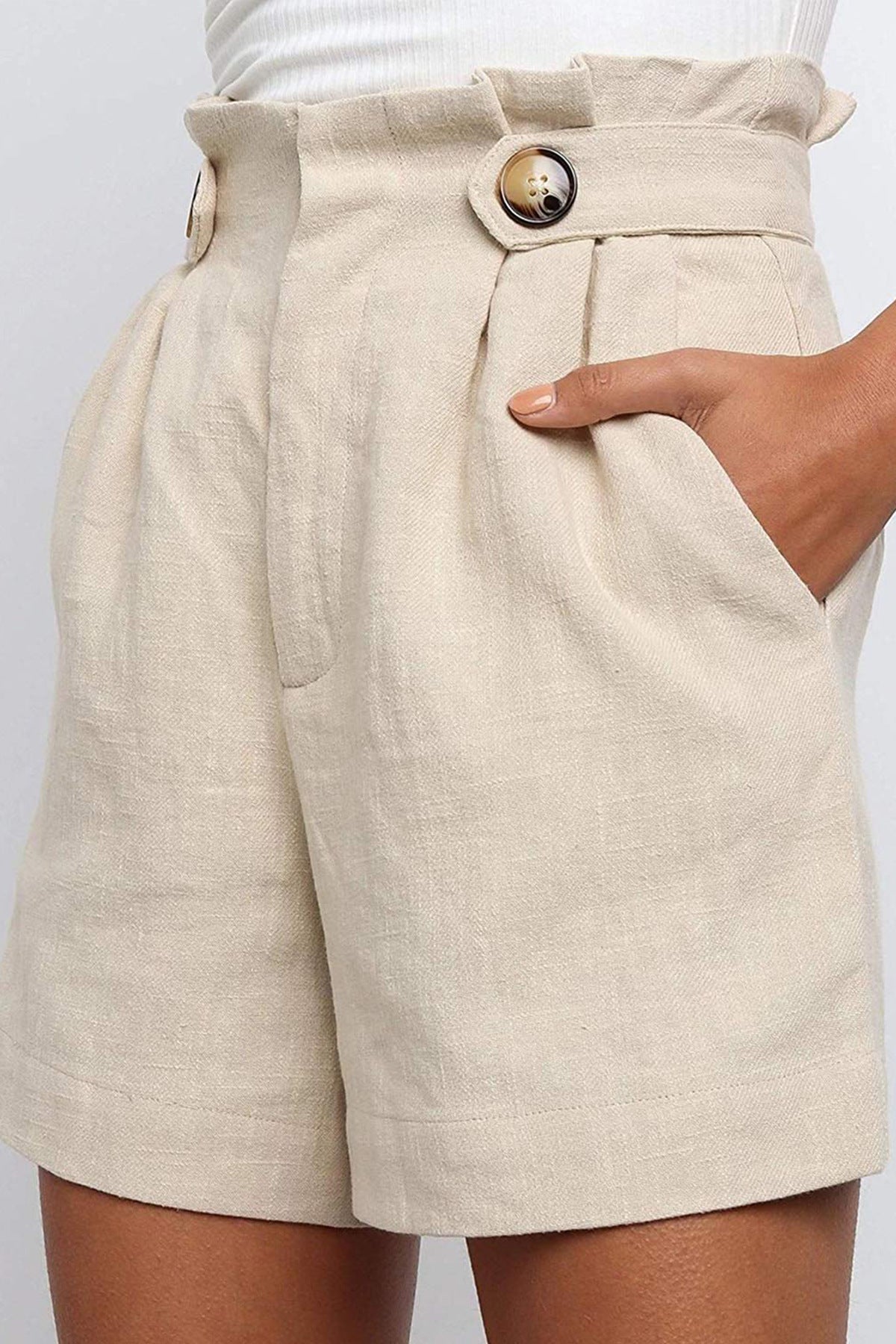 Damen Leichte Leinen-Shorts mit hohem Bund Sovae