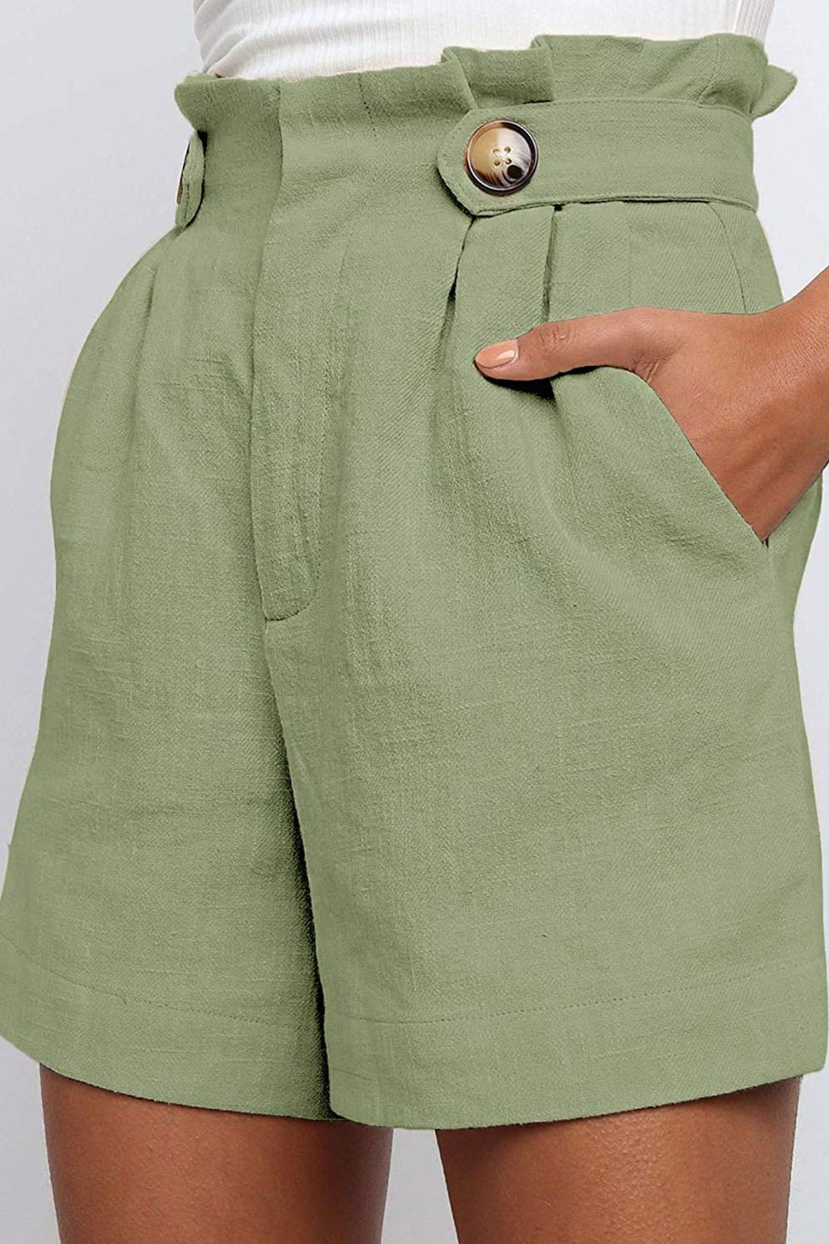Damen Leichte Leinen-Shorts mit hohem Bund Sovae