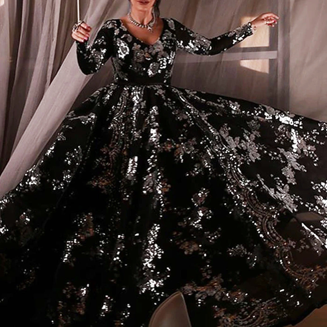 Damen Elegantes Maxikleid mit floralen Applikationen Sovae