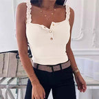 Damen Top mit Rüschendetails und Knopfleiste Sovae