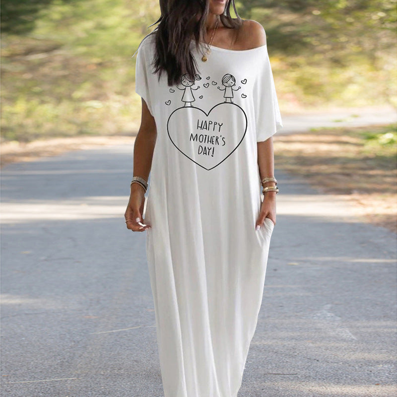 Damen Maxikleid mit schulterfreiem Schnitt und mondbeschichteten Sternen Sovae