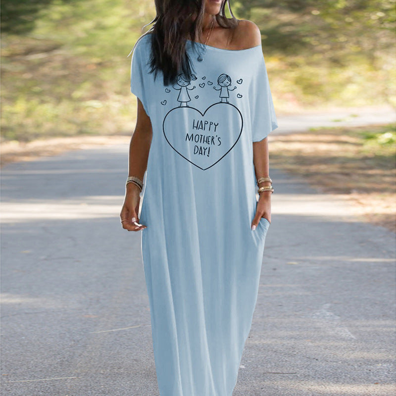 Damen Maxikleid mit schulterfreiem Schnitt und mondbeschichteten Sternen Sovae