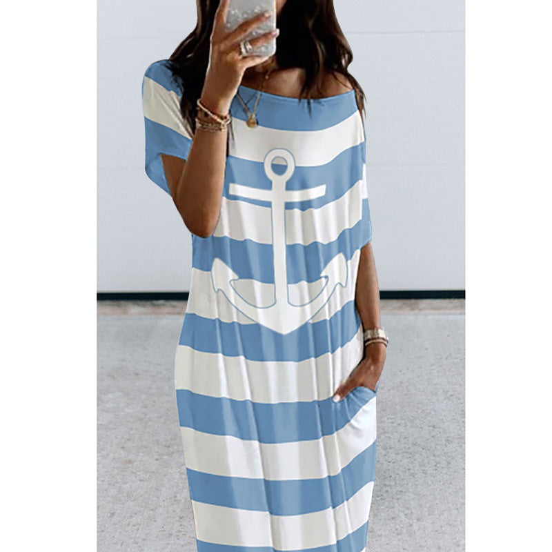Damen Maxikleid mit schulterfreiem Schnitt und mondbeschichteten Sternen Sovae