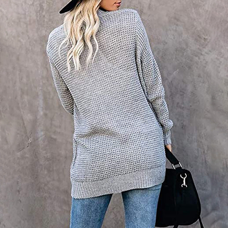 Damen lässige Strickjacke mit offenen Ärmeln und großen Taschen Sovae