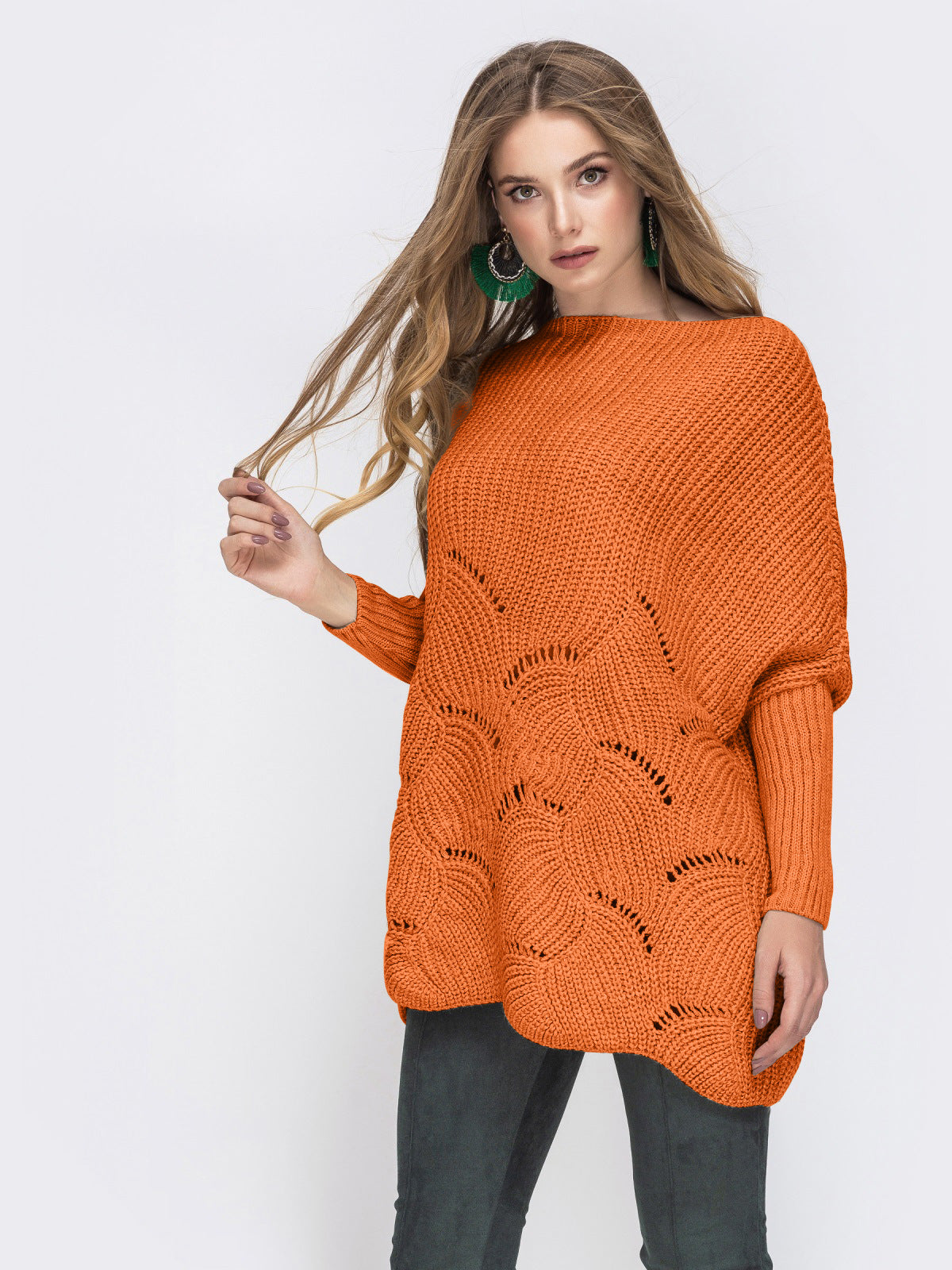 Damen Strickpullover mit luftigem Häkelmuster Sovae