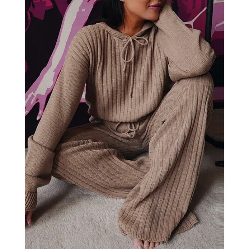 Damen Strickjacke mit Kapuze und weitem Schnitt Sovae