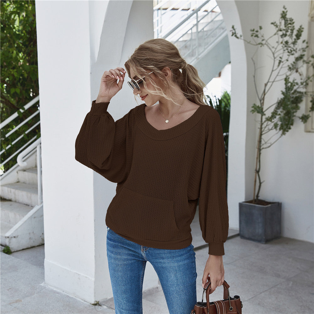 Damen lässiger Pullover mit oversized Schnitt und Taschen Sovae