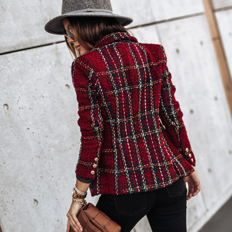 Damen Tweed Blazer mit strukturiertem Design Sovae