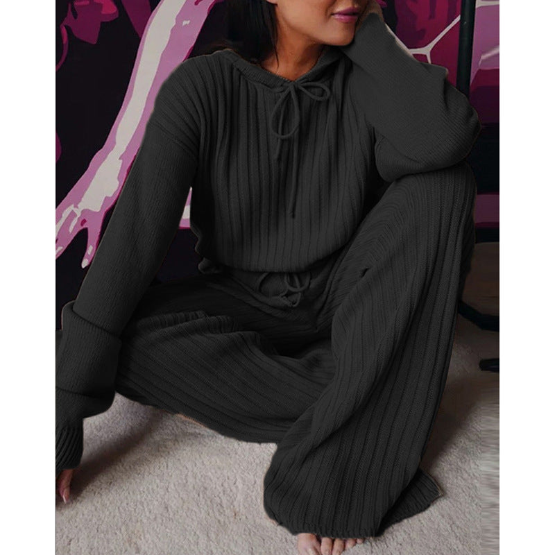 Damen Strickjacke mit Kapuze und weitem Schnitt Sovae