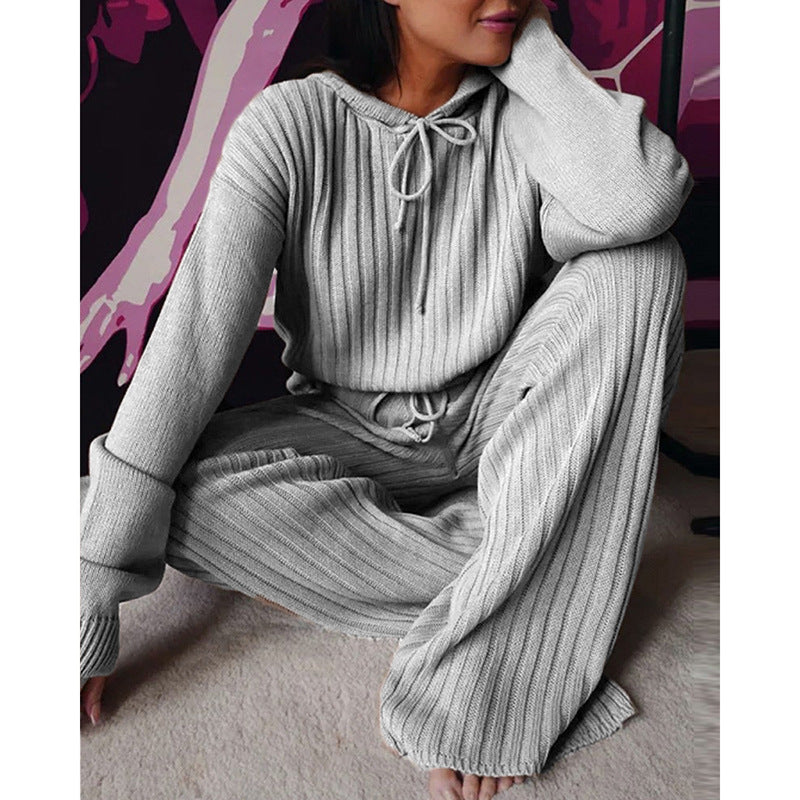 Damen Strickjacke mit Kapuze und weitem Schnitt Sovae
