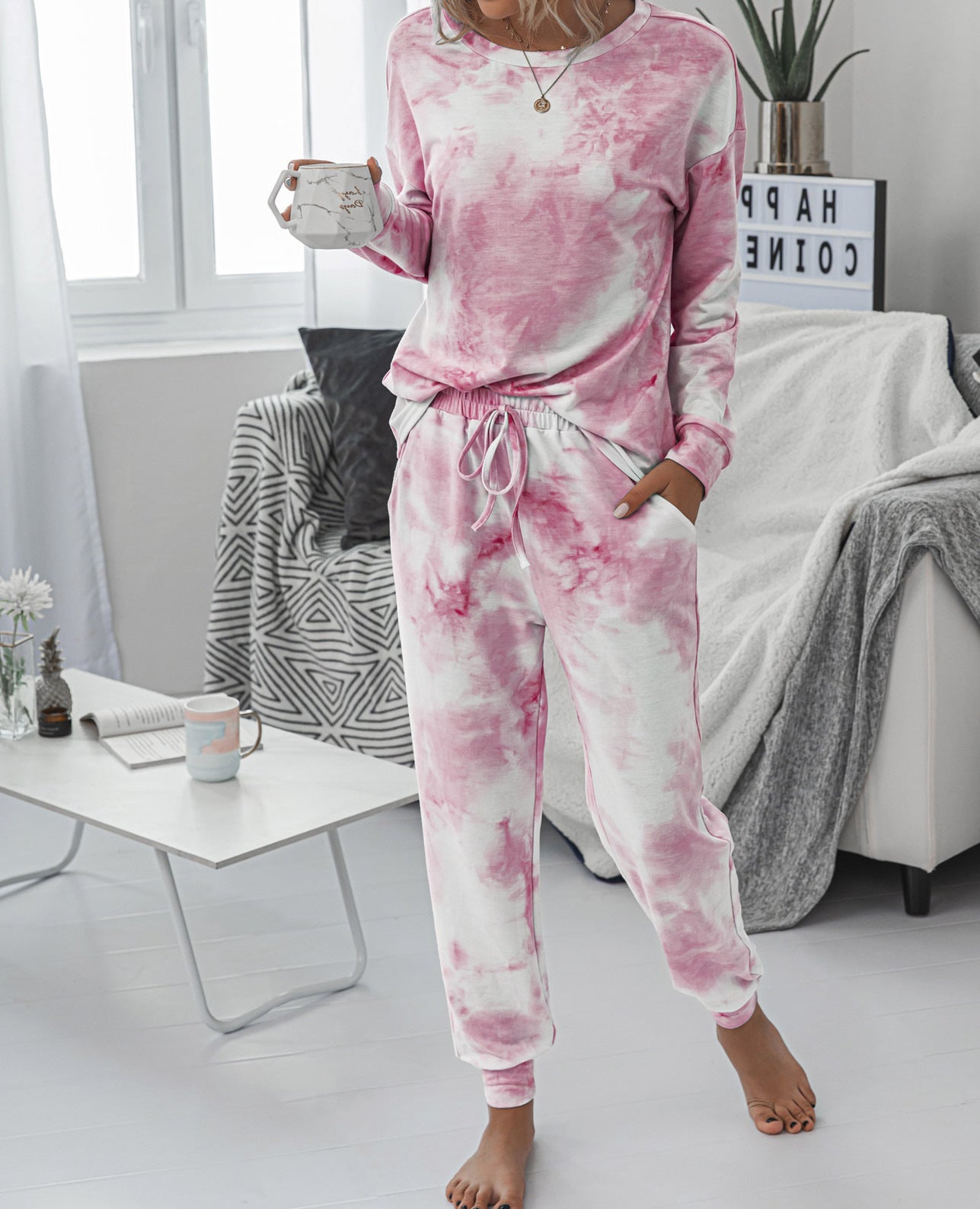 Damen Freizeit-Loungewear Set mit modischem Batikdesign und bequemen Passform Sovae