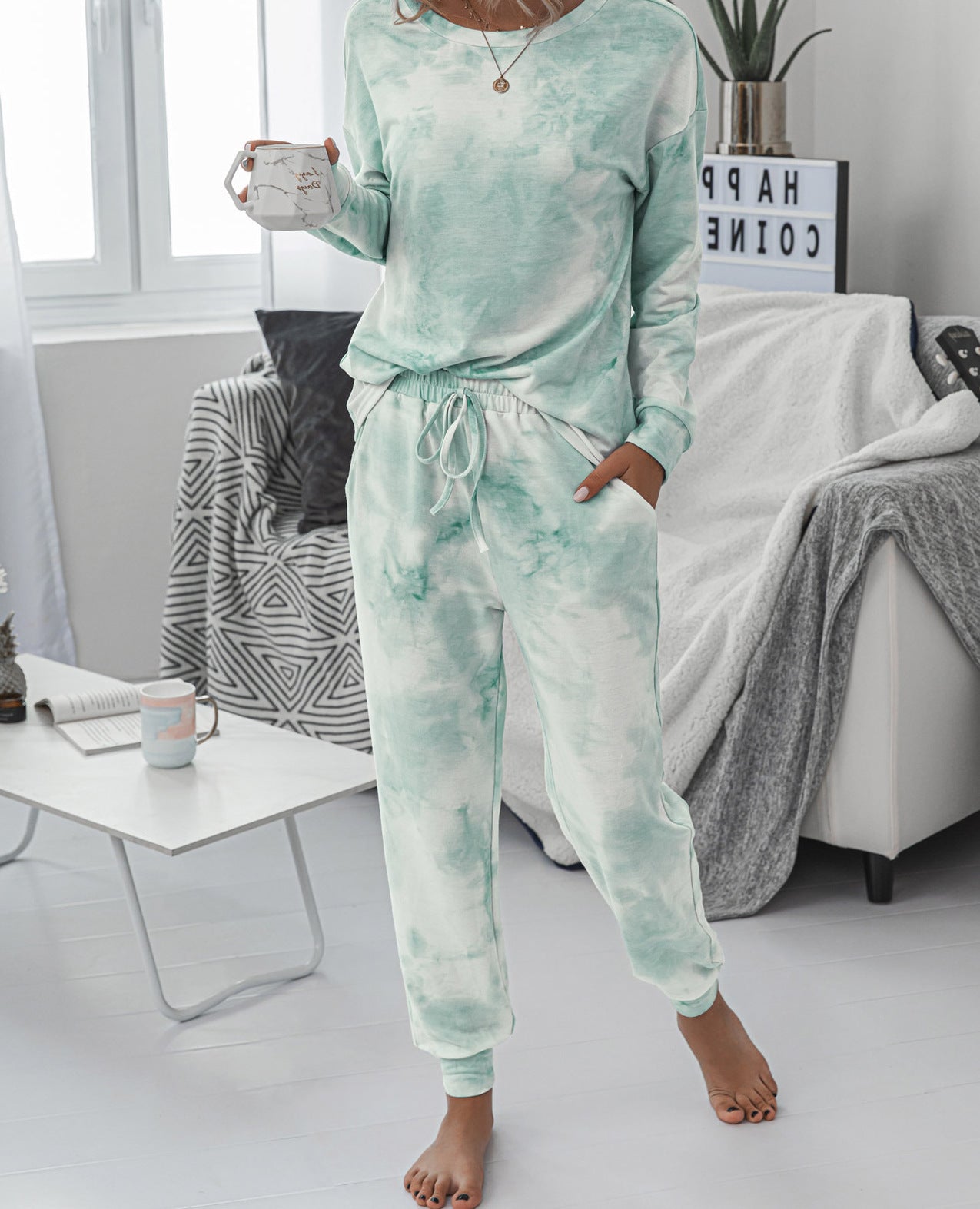 Damen Freizeit-Loungewear Set mit modischem Batikdesign und bequemen Passform Sovae