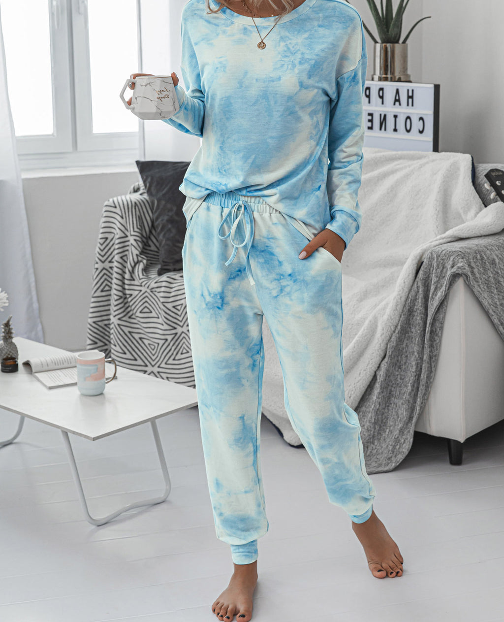 Damen Freizeit-Loungewear Set mit modischem Batikdesign und bequemen Passform Sovae
