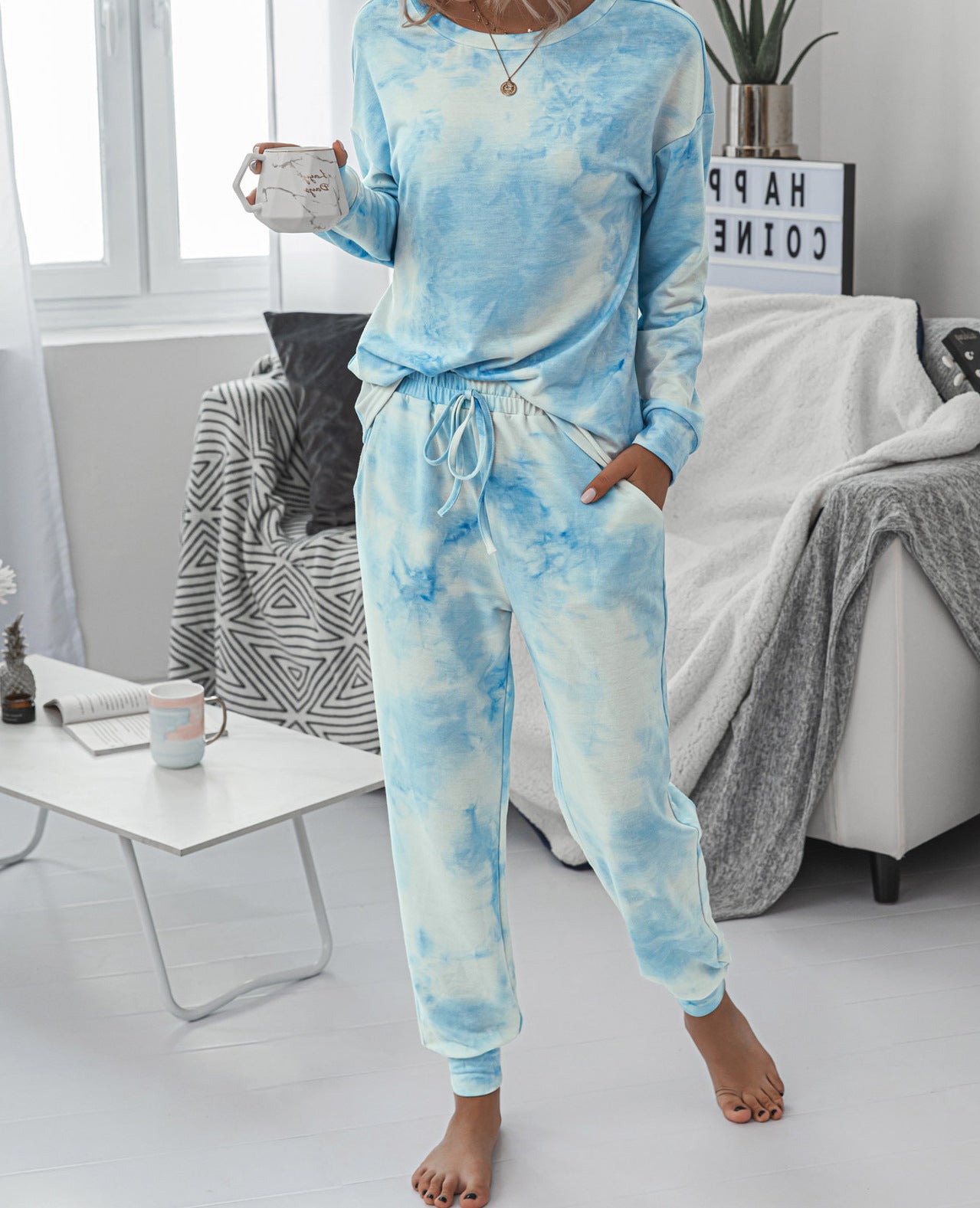 Damen Freizeit-Loungewear Set mit modischem Batikdesign und bequemen Passform Sovae