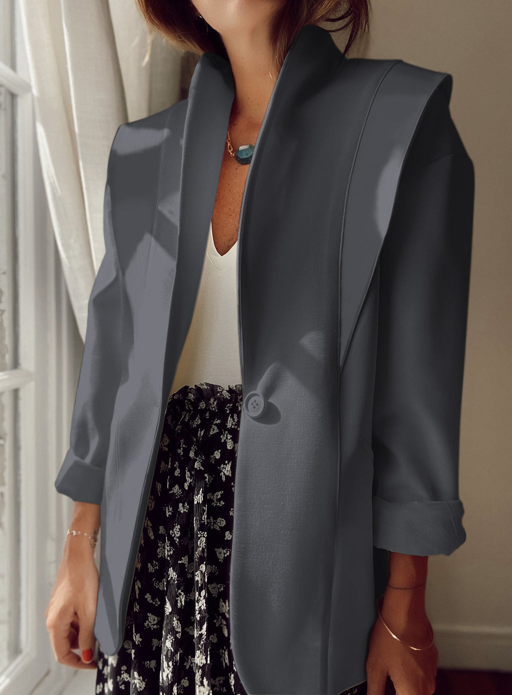 Damen Blazer im modernen Oversized-Schnitt mit schickem Revers Sovae