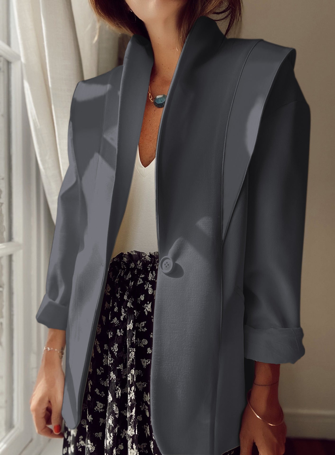 Damen Blazer im modernen Oversized-Schnitt mit schickem Revers Sovae