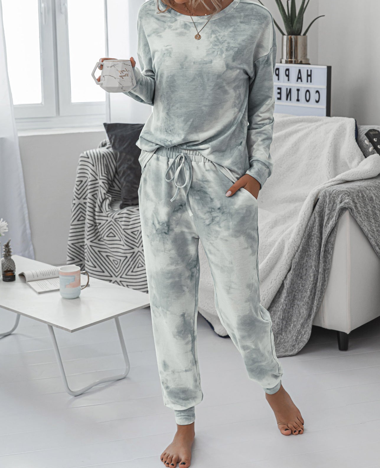 Damen Freizeit-Loungewear Set mit modischem Batikdesign und bequemen Passform Sovae
