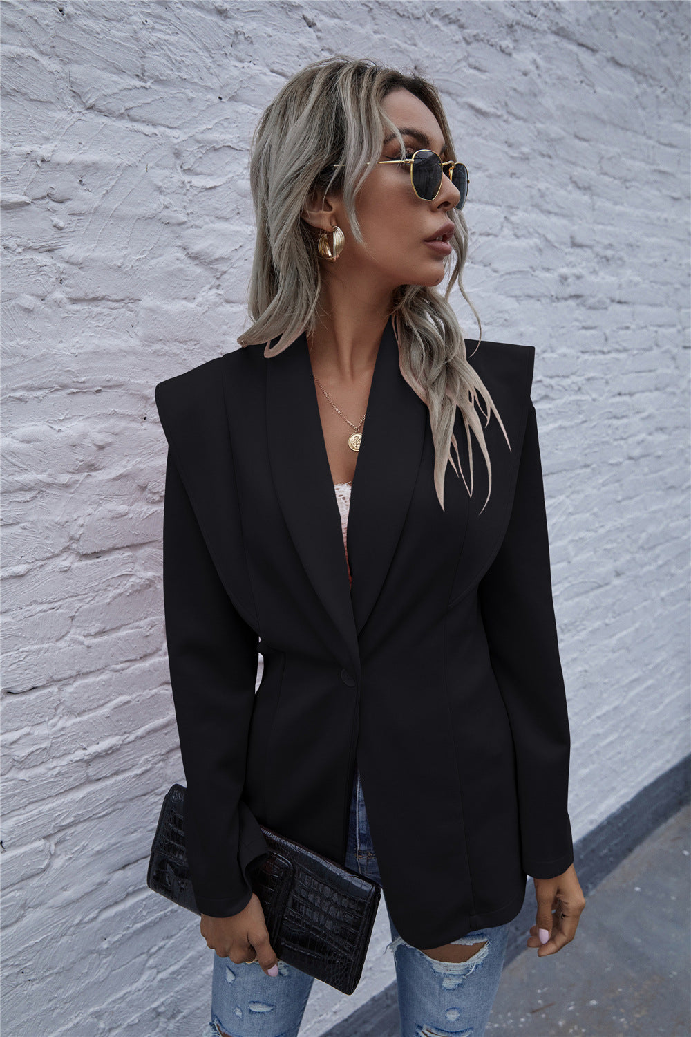 Damen Blazer im modernen Oversized-Schnitt mit schickem Revers Sovae