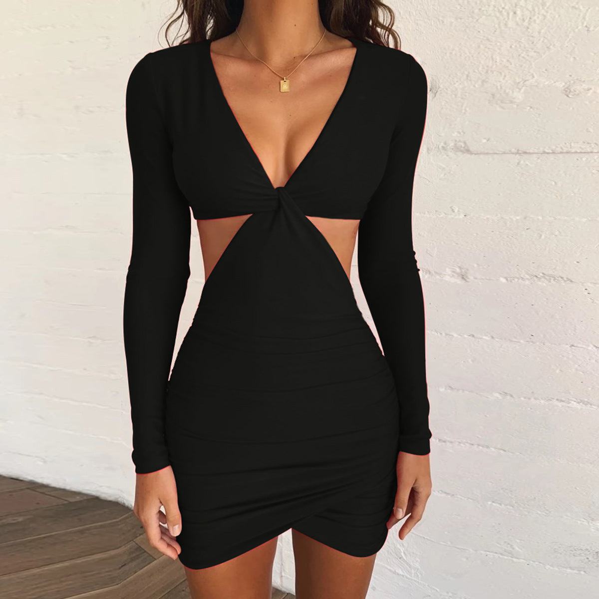 Damen Minikleid mit seitlichem Cut-Out und elegantem Knotendesign Sovae