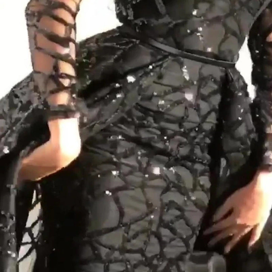 Damen Elegant bodenlanges Maxikleid mit Spitzen-Details Sovae