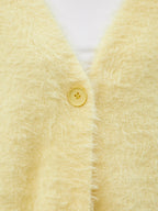 Damen kuschelige Strickjacke mit weichem Mohair-Mix und eleganter Knopfleiste