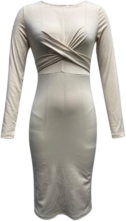 Damen Elegantes Wickelkleid mit langem Arm und fließendem Schnitt Sovae