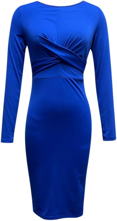 Damen Elegantes Wickelkleid mit langem Arm und fließendem Schnitt Sovae