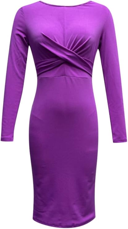 Damen Elegantes Wickelkleid mit langem Arm und fließendem Schnitt Sovae