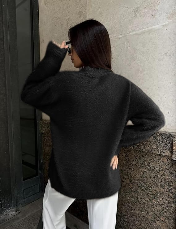 Damen kuschelige Strickjacke mit weichem Mohair-Mix und eleganter Knopfleiste Sovae