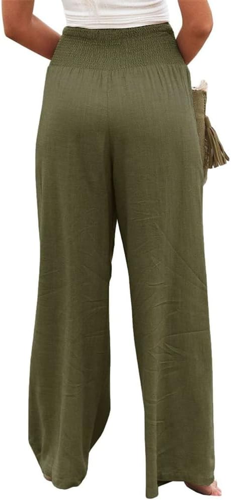 Damen Weit geschnittene Sommerhose mit elastischem Bund und luftiger Passform Sovae