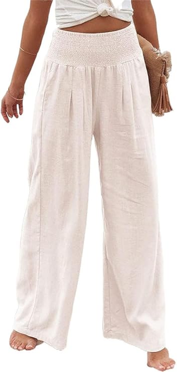 Damen Weit geschnittene Sommerhose mit elastischem Bund und luftiger Passform Sovae