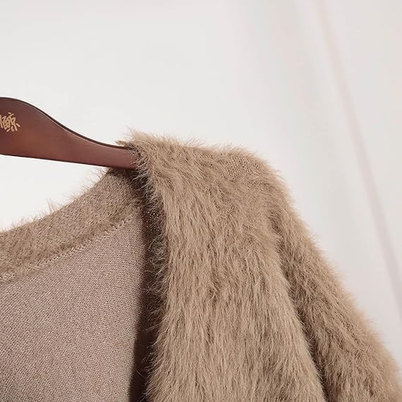 Damen kuschelige Strickjacke mit weichem Mohair-Mix und eleganter Knopfleiste