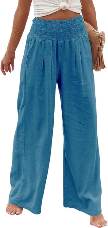 Damen Weit geschnittene Sommerhose mit elastischem Bund und luftiger Passform Sovae