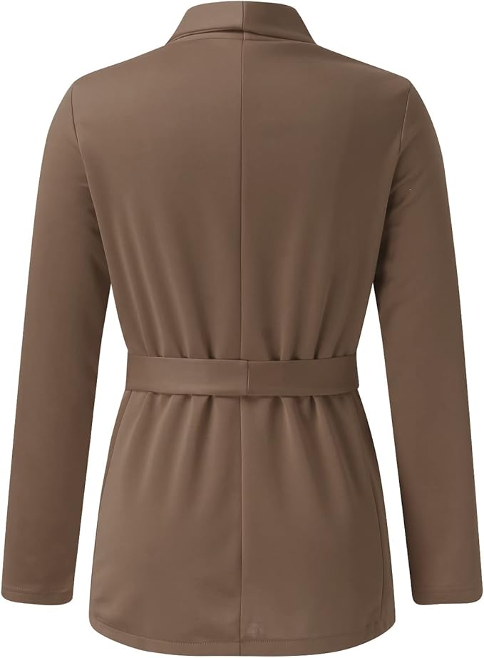 Damen Modische Blazerjacke mit praktischem Gürtel und tiefen Taschen Sovae