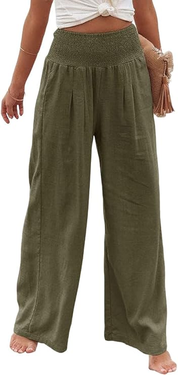 Damen Weit geschnittene Sommerhose mit elastischem Bund und luftiger Passform Sovae