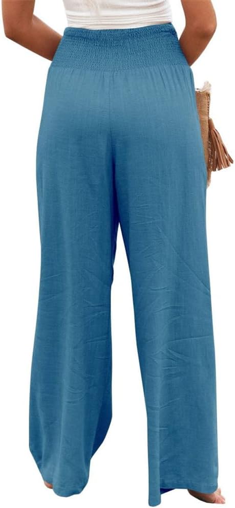 Damen Weit geschnittene Sommerhose mit elastischem Bund und luftiger Passform Sovae