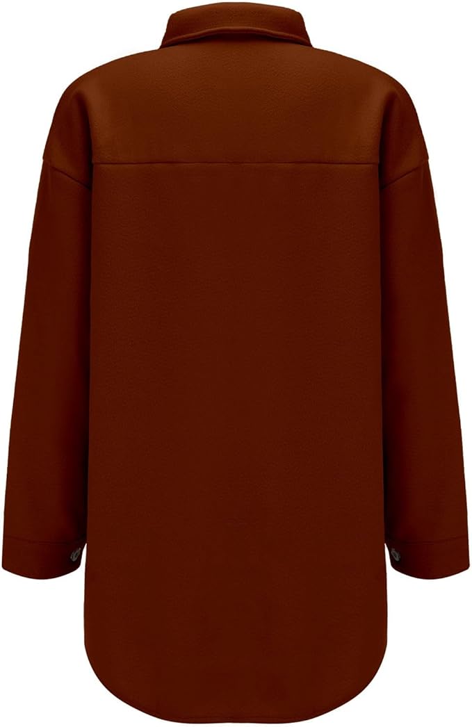 Damen gemütliche Oversize-Hemdjacke mit praktischen Taschen Sovae