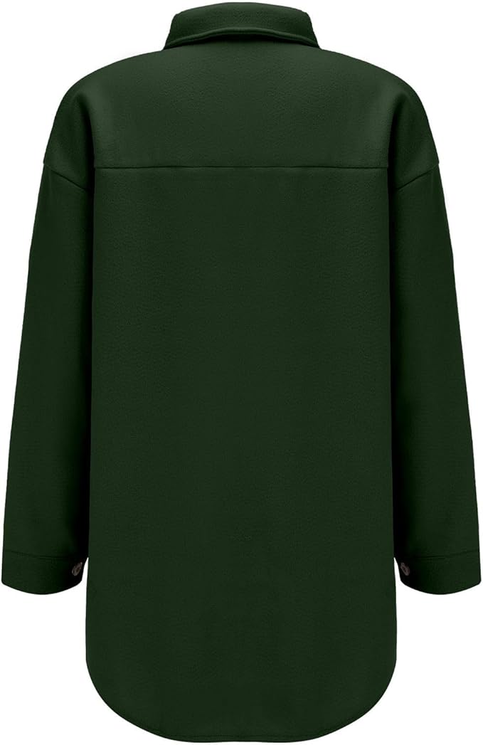 Damen gemütliche Oversize-Hemdjacke mit praktischen Taschen Sovae