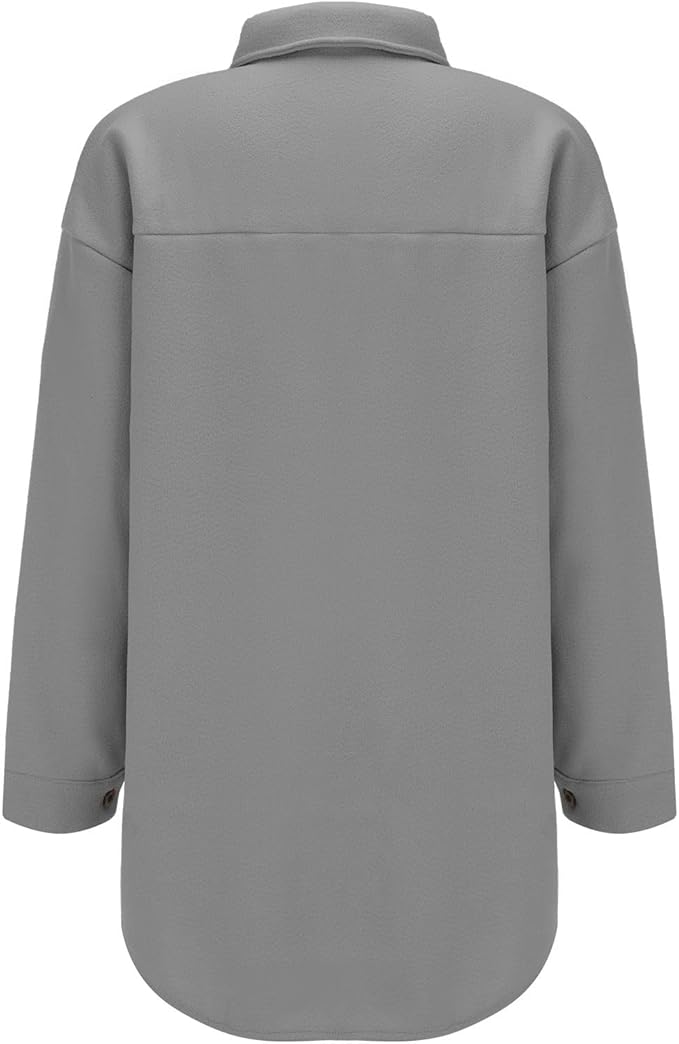 Damen gemütliche Oversize-Hemdjacke mit praktischen Taschen Sovae