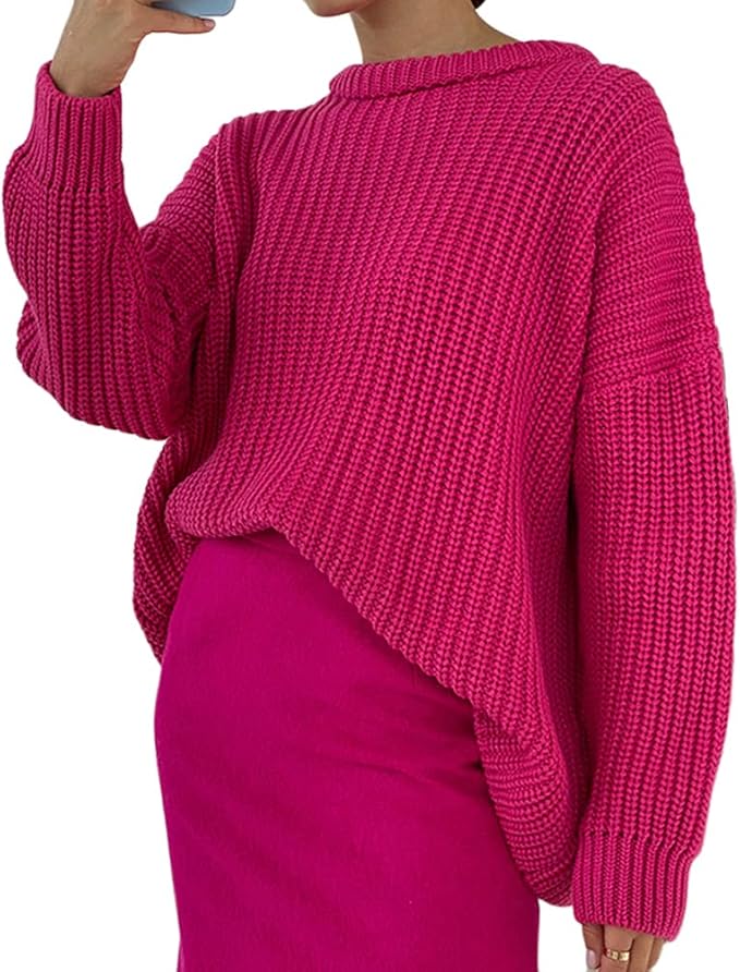 Damen lässiger Strickpullover mit strukturierter Mascheninterpretation und weitem Schnitt Sovae