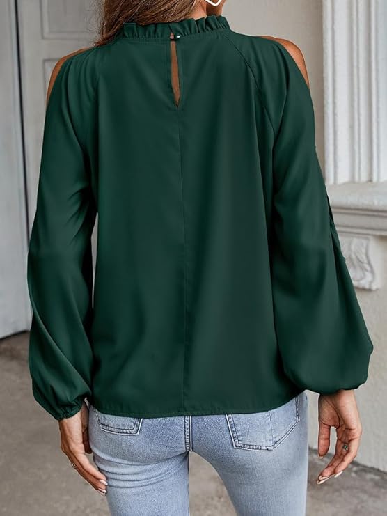 Damen Bluse mit kühlen Schulterdetails und elastischen Ärmeln Sovae
