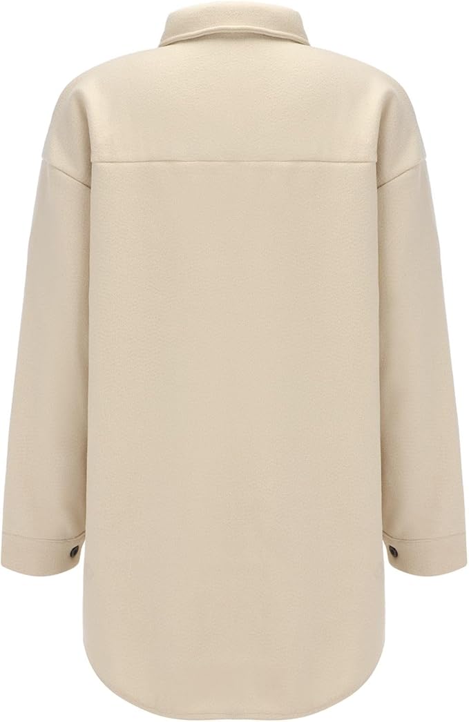 Damen gemütliche Oversize-Hemdjacke mit praktischen Taschen Sovae