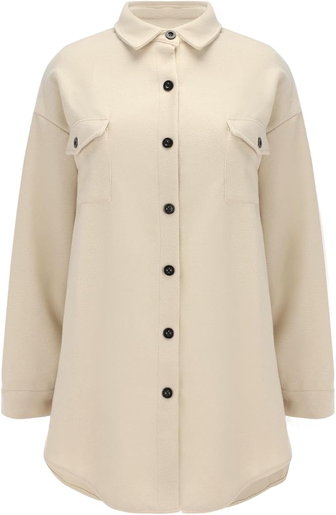 Damen gemütliche Oversize-Hemdjacke mit praktischen Taschen Sovae