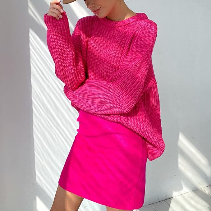 Damen lässiger Strickpullover mit strukturierter Mascheninterpretation und weitem Schnitt Sovae